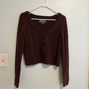 American Eagle Brown Cable Knit Sweater